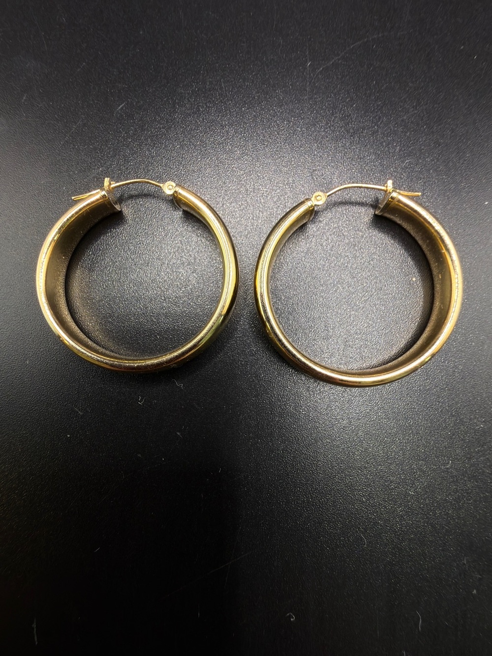 14K YELLOW GOLD 1” HOOP EARRINGS 6mm SHINY CLASSIC TIMELESS CHIC JEWELRY - Picture 6 of 11